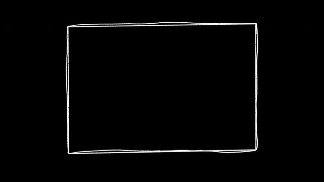 Thin Box Scribble Animation &ndash; Hand Drawn Doodle Rectangle Frame with Transparent Background