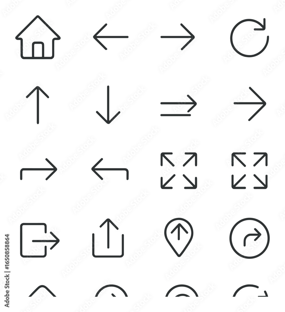 Aufkleber set of minimalist interface icons for navigation and actions