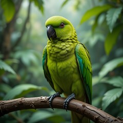 Fototapeta premium Close-Up of Colorful Parrot on Branch in Tropical Jungle