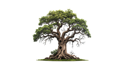 Spooky tree with twisted branches creepy haunted silhouette isolated on white background
