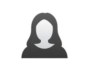 Female avatar icon silhouette, simple woman profile symbol, isolated on transparency background, minimalistic design, suitable for user interface, neutral and professional appearance