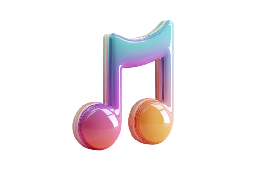 Vibrant, 3D music note icon with gradient colors
