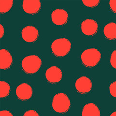 Seamless abstract pattern. Hand-drawn rough blobs, circle spots, blots, endless texture, background.