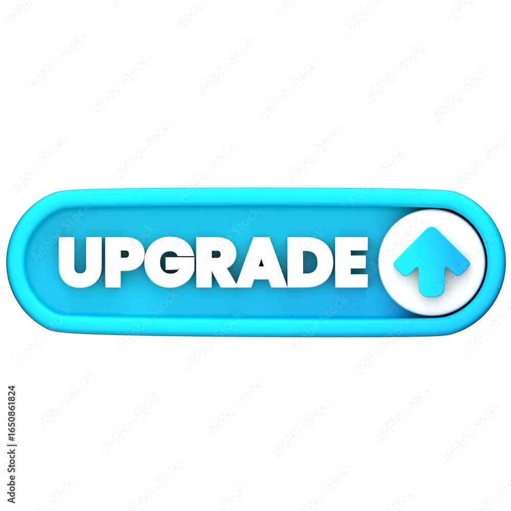 Fototapete glossy blue 3d upgrade button with a white arrow icon, representing software updates, system improve