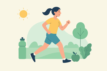 Flat illustration of business professional giving online presentation through video call with charts.