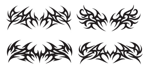 y2k neo tribal sigilism tatto pack. Flame shape in liquid mercury. abstract neo tribal cyber sigil gothic melted modern burn form, design element. 2d vector illustration