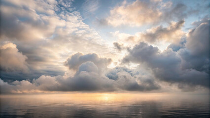 Fototapeta premium Beautiful cloudy sky with reflection on water creating a peaceful and serene atmosphere