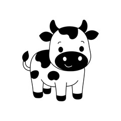 Cute cartoon Cow coloring book illustration vector design templates simple and modern concept