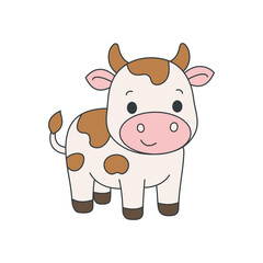 Cute cartoon Cow coloring book illustration vector design templates simple and modern concept