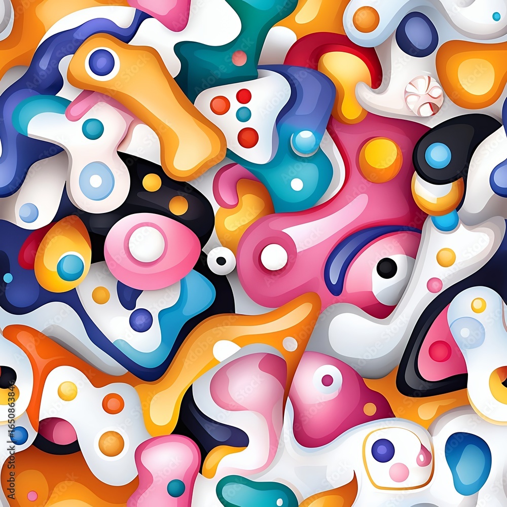 Poster vibrant seamless pattern with abstract shapes in bold colors artistic style