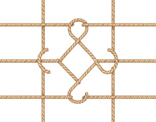 Detailed depiction of intricate rope knots forming a symmetrical grid pattern