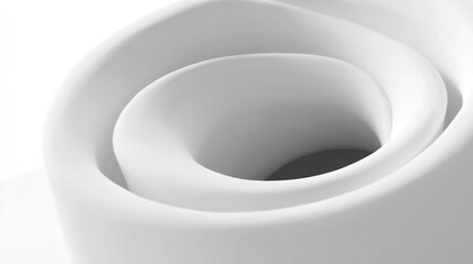 Minimalist concentric shapes in shades of white convey depth and abstraction