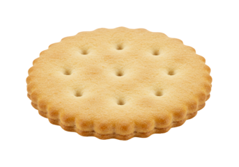 Round cracker golden brown biscuit food snack isolated on transparent background