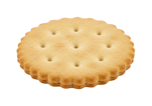 Round cracker golden brown biscuit food snack isolated on transparent background