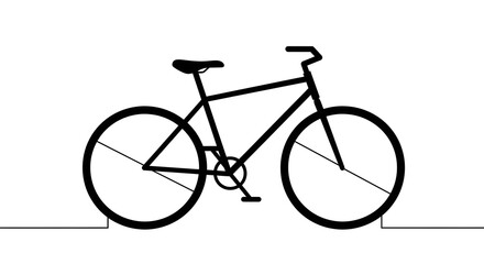 Fototapeta premium Minimalist Black Bicycle Silhouette on Clean White Background