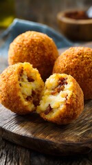 Freshly made arancini with a golden, crunchy exterior