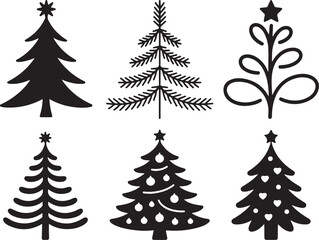 Festive Christmas tree silhouettes for holiday design projects