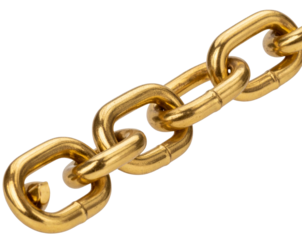 Golden Chain Link with Shiny Metallic Texture, isolated on a transparent background