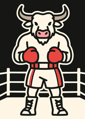 boxing bull animal Illustrator Artwork design template poster