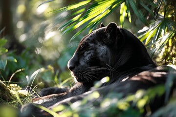 A panther sunbathing