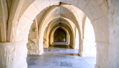 Obraz premium Icy arched dungeon passage glistens
