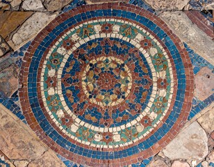 Ornate mosaic floor design