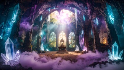 Magical cavern with crystal formations