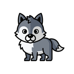Obraz premium Wolf cartoon character isolated on a white background
