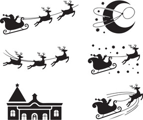 Naklejka premium Santa's sleigh with reindeer designs