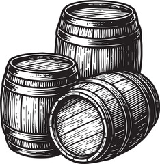 vintage whisky barrels vector illustration