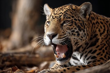 Naklejka premium A jaguar yawning