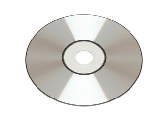 Silver compact disc data storage technology digital media circular reflective isolated