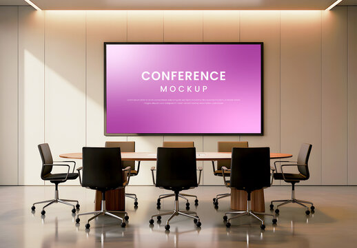 Modern Corporate Conference Room Screen Mockup