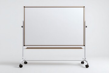 vacant blank slate stands via iron support upon white base
