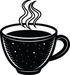 Hot Coffee or Tea Cup with Steam Lines &ndash; Minimal Warm Beverage Illustration
