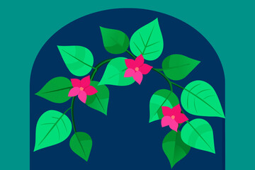 Obraz premium Dense Green Leaves with Bright Fuchsia Bougainvillea