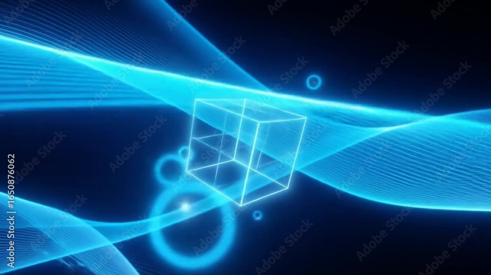 Poster futuristic abstract motion background with geometric shapes and glowing lines