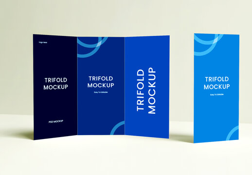 Trifold Brochure Mockup Set For Advertising
