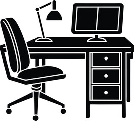 Home Office Desk and Chair &ndash; Modern Workspace Illustration for Interior Design