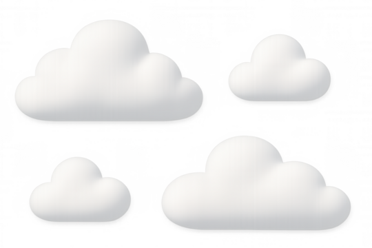 White cartoon clouds drifting against transparent backdrop, visualizing meteorological themes, weather patterns, climate narratives, environmental communication