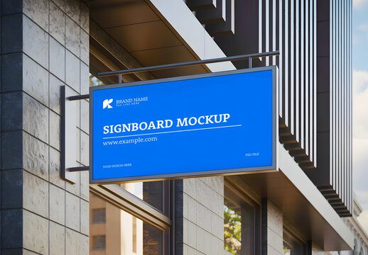 Building Mounted Horizontal Signboard Mockup