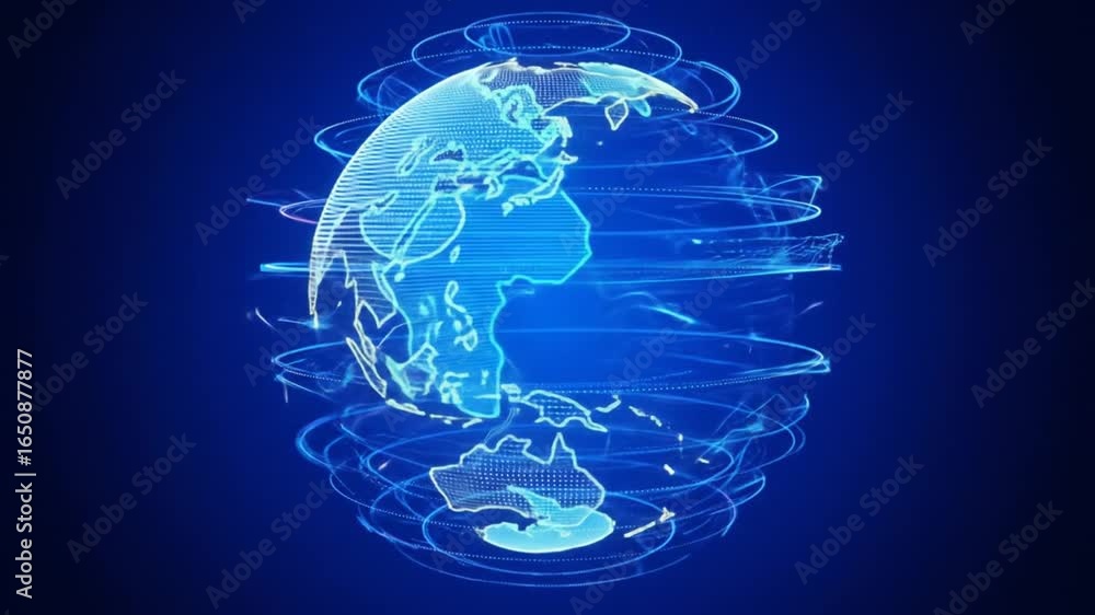 Poster futuristic digital earth globe with data network connection for technology concept
