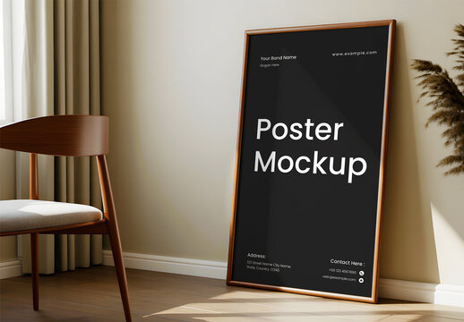 Large Vertical Poster Frame Mockup In Interior