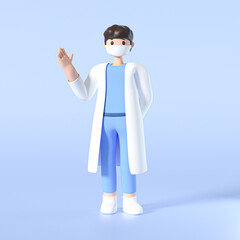 3D cartoon character male doctor