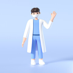 3D cartoon character male doctor