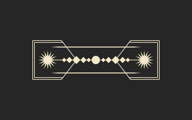 Golden vintage frame vector illustration. Luxury deco design in line art. Ar deco gatsby style element.