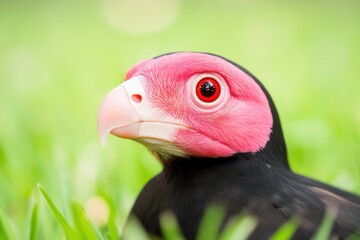 Bird wildlife nature animal beak feathers grass closeup head colorful vivid eye focus outdoors avian wild portrait sharp photographed in vibrant grassy environment