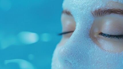 Spa Facial Treatment Close up of a woman receiving a facial mask application, soft lighting and relaxing spa setting