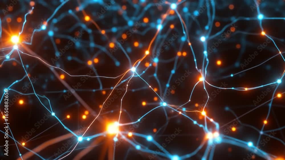 Poster glowing neural network connection animated background stock footage video