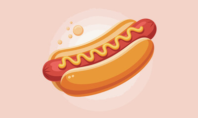 A colorful hot dog illustration featuring classic toppings like mustard and ketchup, perfect for food-related graphics, marketing materials, or culinary-themed projects.